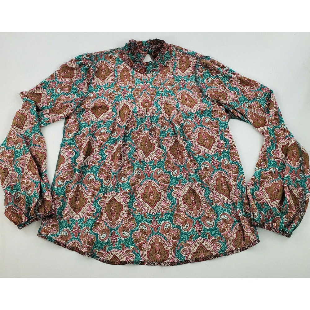 Joie Women Brown Blue Paisley Blouse Top 1250007 Size S New - Picture 7 of 10